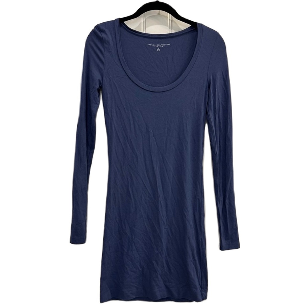 French connection, cotton, long sleeves, scoop neck, mini dress size XS